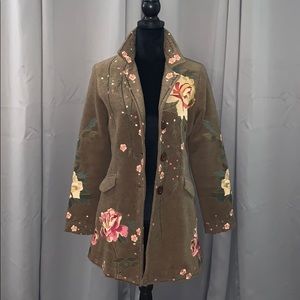 Vintage Floral Print Pea Coat